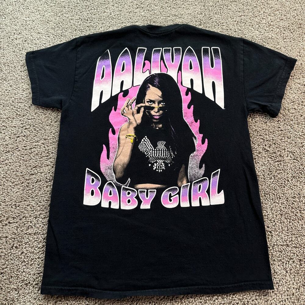 Aaliyah Shirt Mens Medium Black Pink Baby Girl Princess Of R&B Hip Hop *